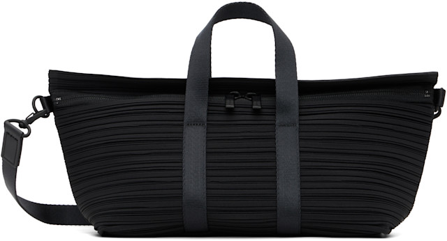 PLEATS PLEASE ISSEY MIYAKE: Black Pleats Boston Bag | SSENSE