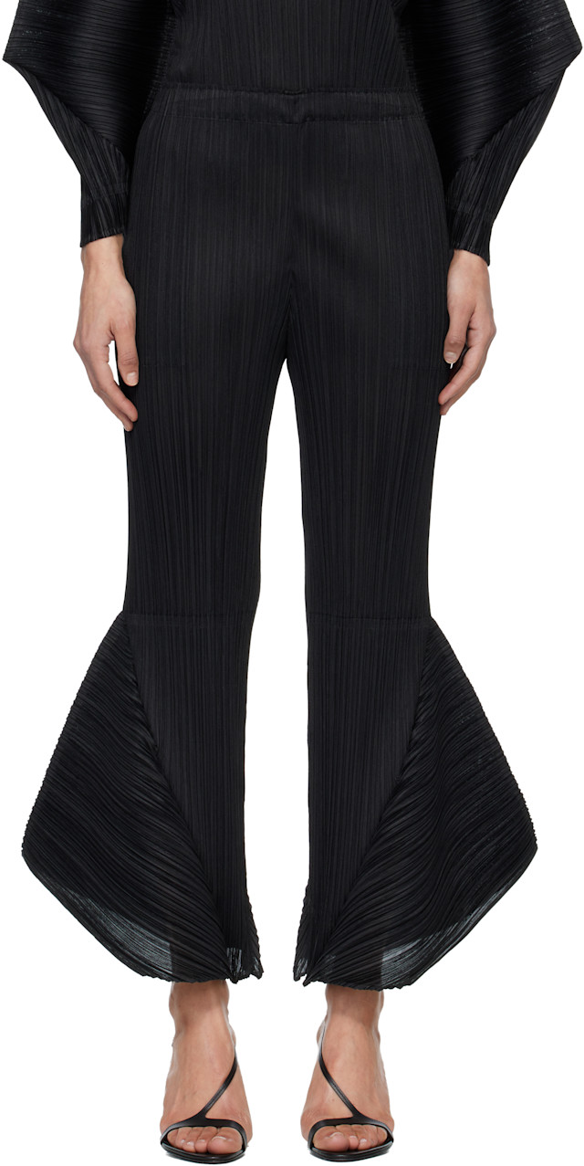 PLEATS PLEASE ISSEY MIYAKE: Black Skyline Trousers | SSENSE
