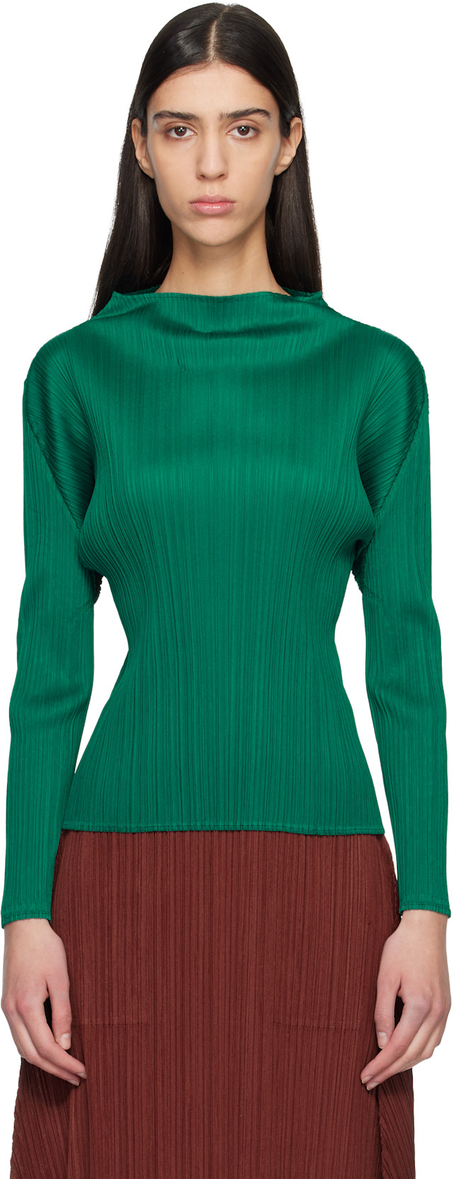 PLEATS PLEASE ISSEY MIYAKE: Green Monthly Colors November Top | SSENSE