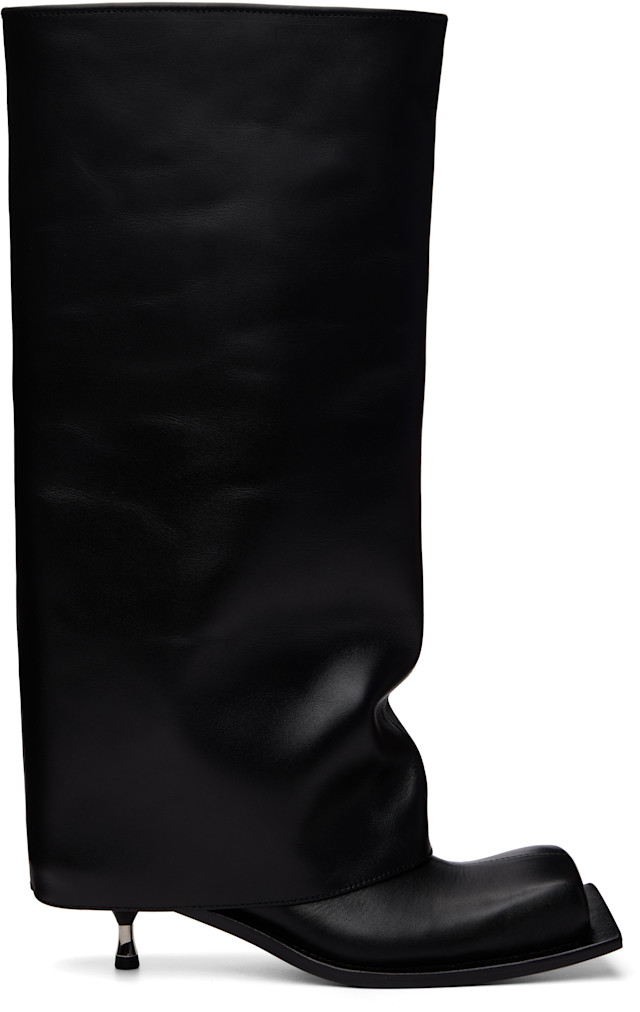 FIDAN NOVRUZOVA: Black Iman Kitten Heel Tall Boots | SSENSE