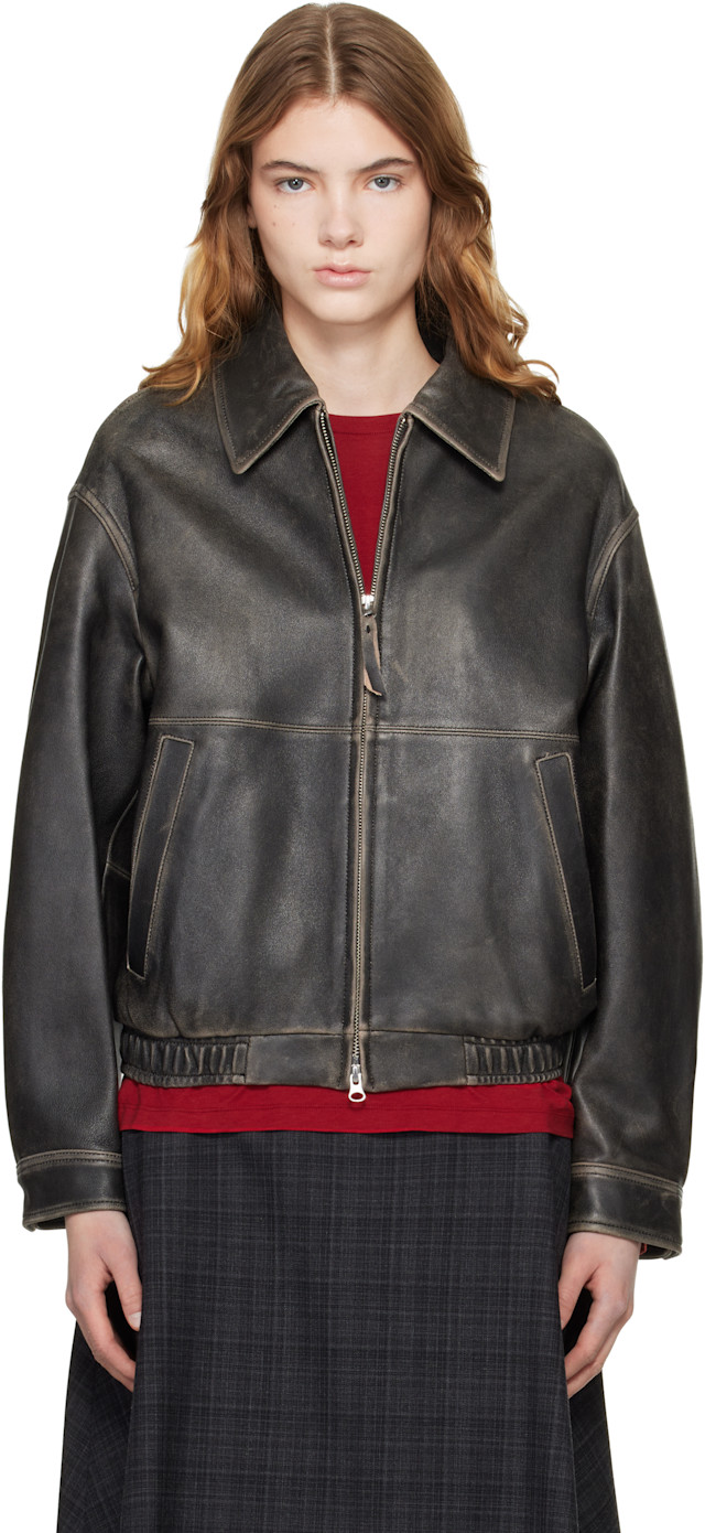 Dunst: Black Drizzler Leather Jacket | SSENSE