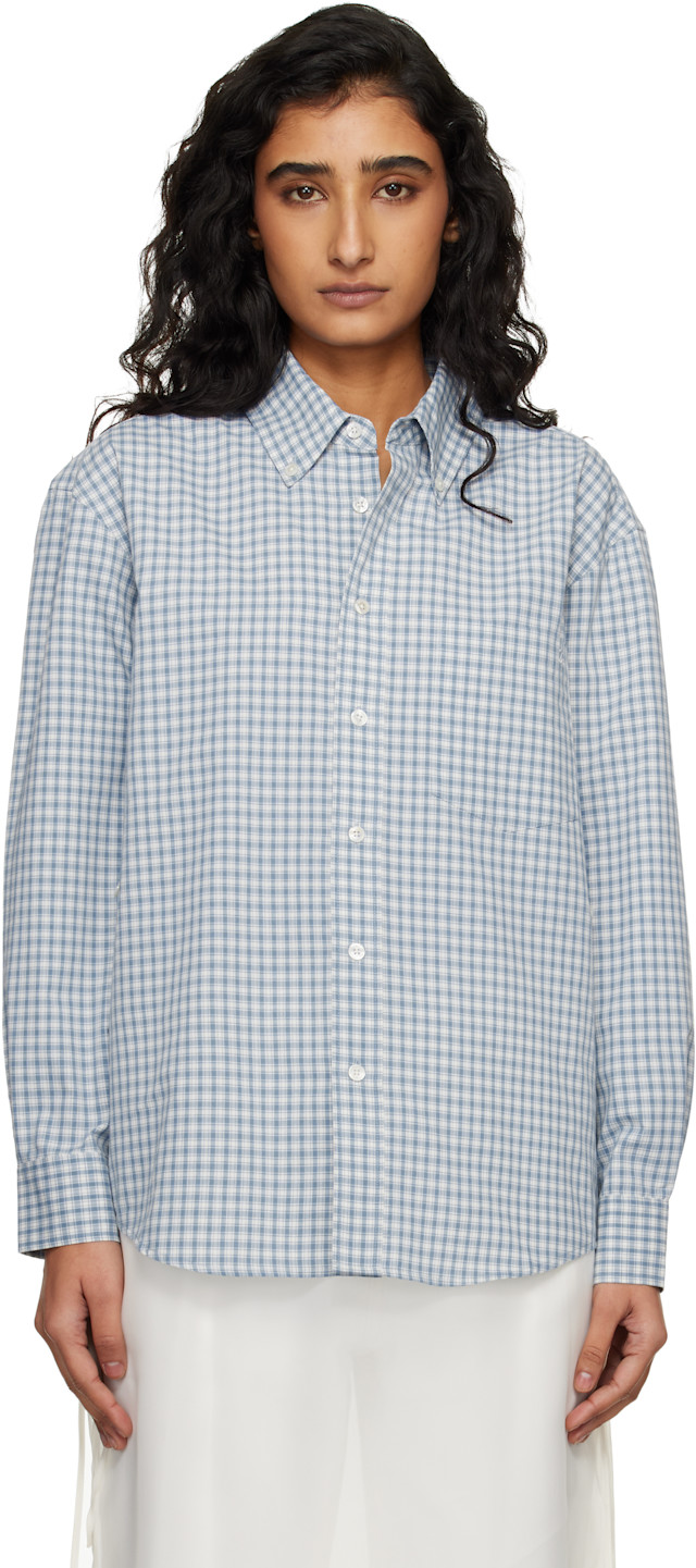 Dunst: Blue Oversized BD Checked Shirt | SSENSE Denmark