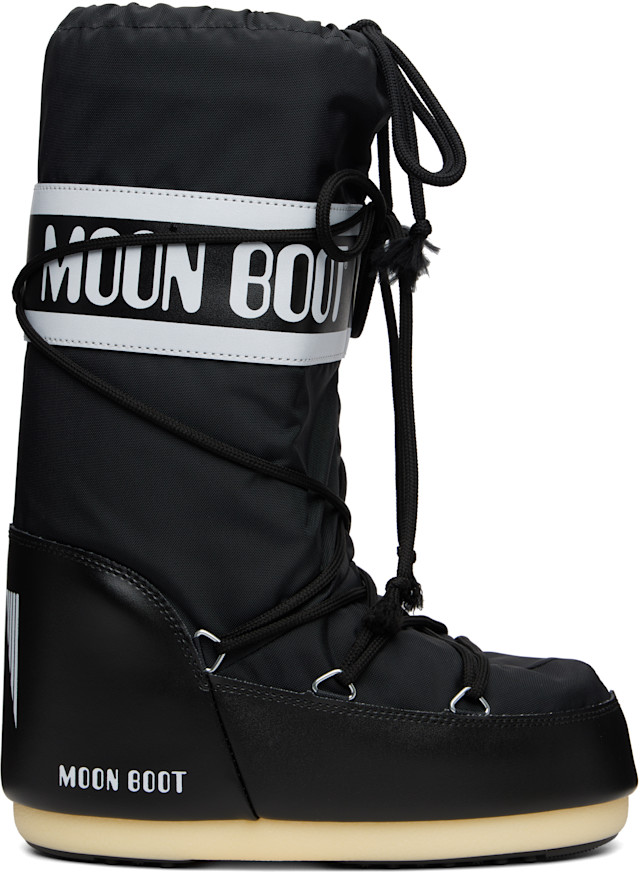 Moon Boot: Black Icon Nylon Boots | SSENSE Canada
