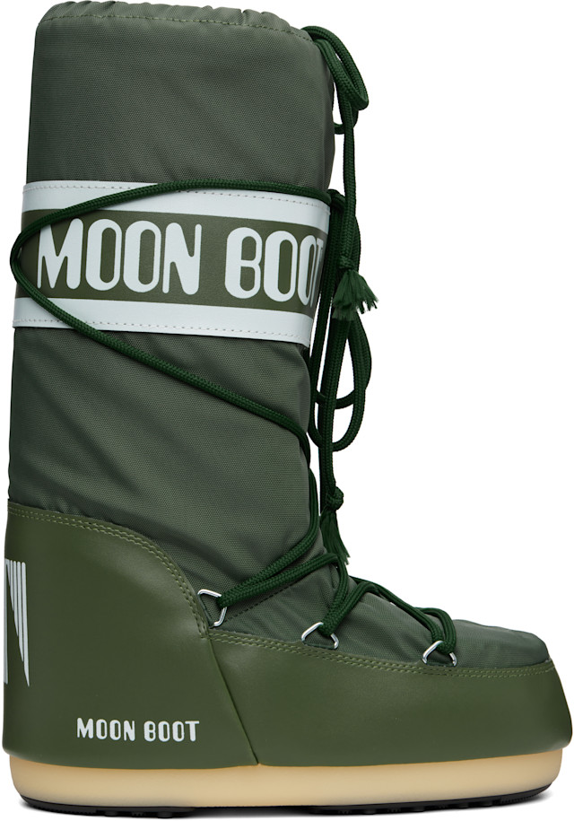 MOON BOOT モスグリーン　IT42-44 Moon Boot: Green Icon Nylon Boots | SSENSE