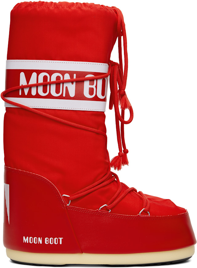 Moon Boot: Red Icon Nylon Boots | SSENSE