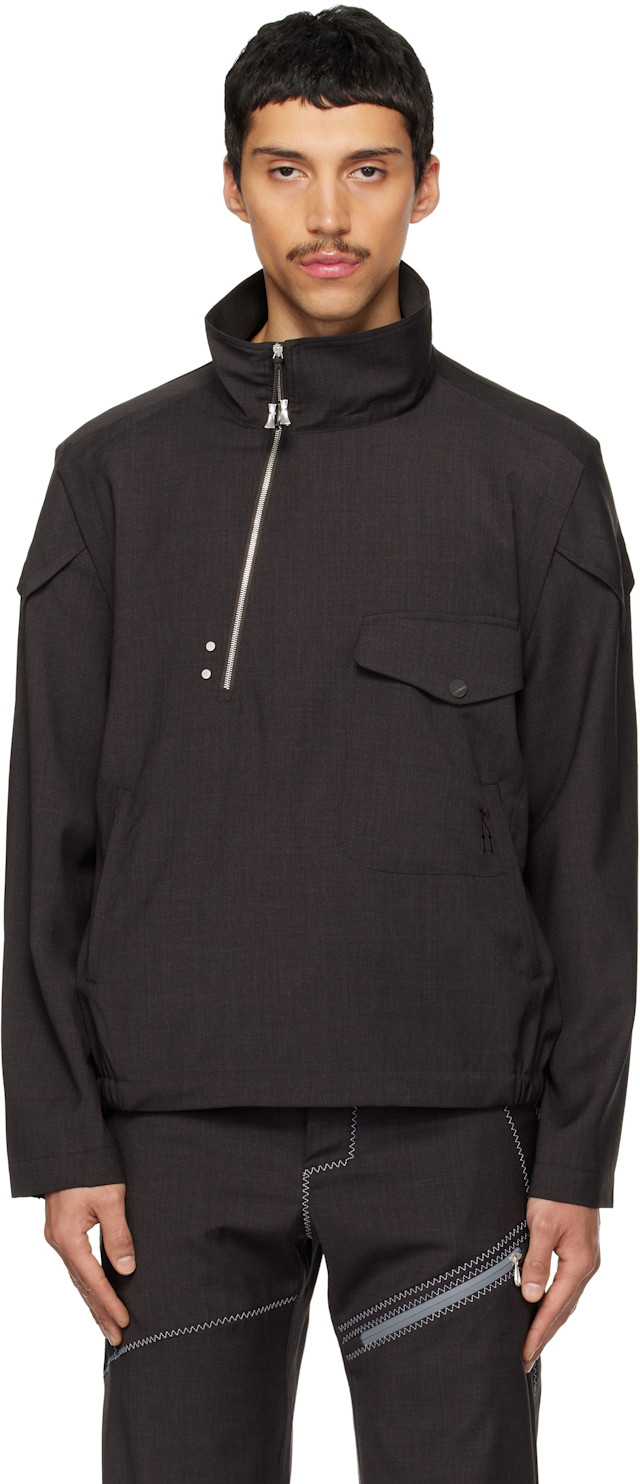 Kiko Kostadinov: Brown Farkas Pullover Jacket | SSENSE