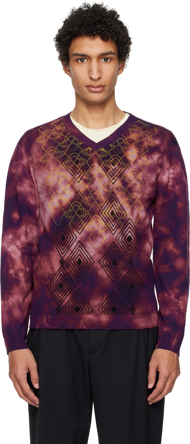 Kiko Kostadinov: Purple Hatha V-Neck Knit Sweater | SSENSE