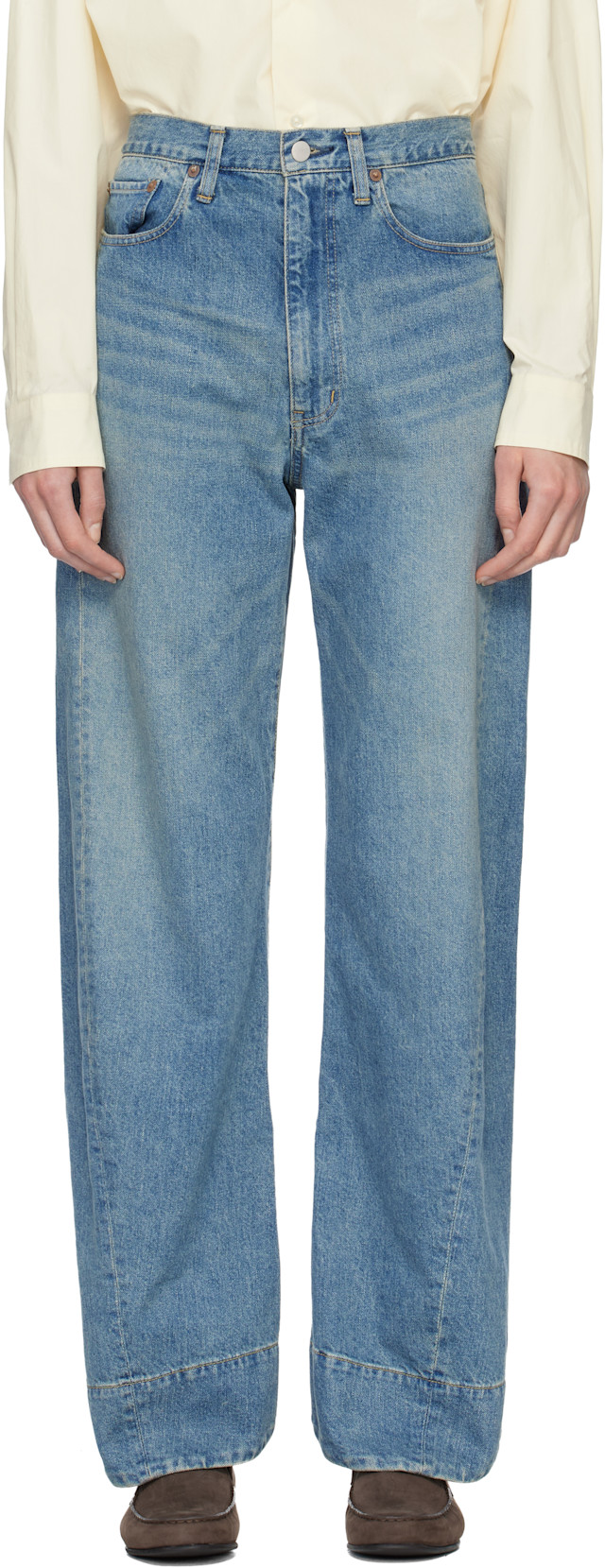 ssstein: Blue Twist Cut Jeans | SSENSE