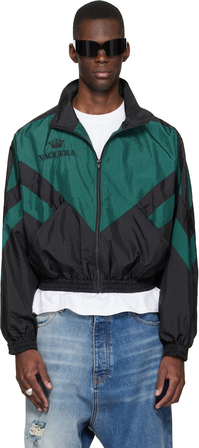 VAQUERA: Black & Green Windbreaker Jacket | SSENSE