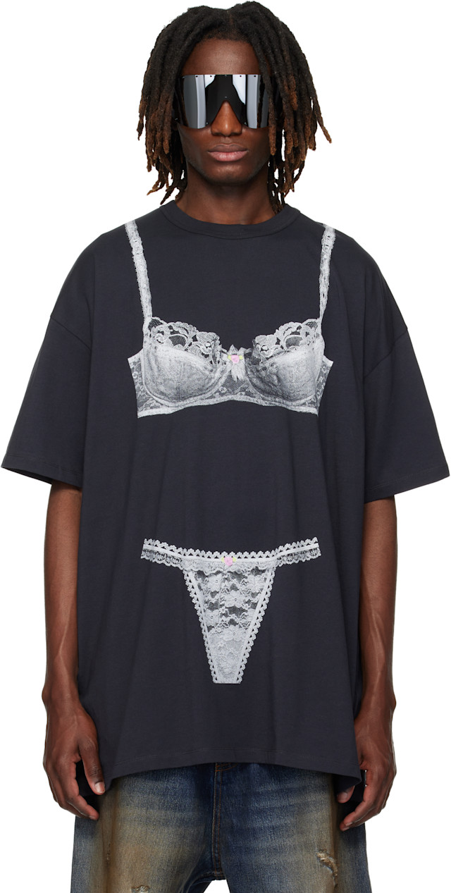 VAQUERA: Black Trompe l'Oeil Tall T-shirt | SSENSE