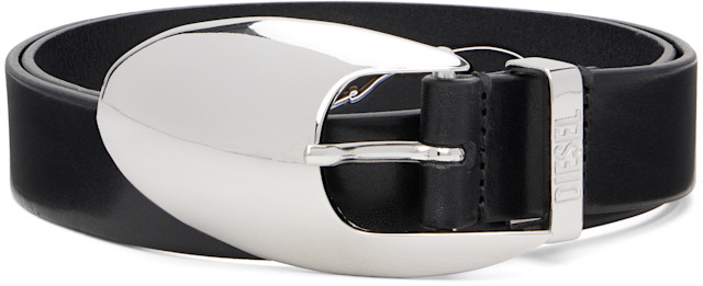 Diesel: ブラック 3cm Sculptural Buckle レザーベルト | SSENSE 日本