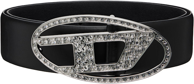 Diesel: Black B-1DR Strass Belt | SSENSE