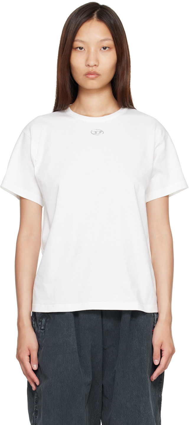 Diesel: ホワイト Metallic Oval D コットン Tシャツ | SSENSE 日本