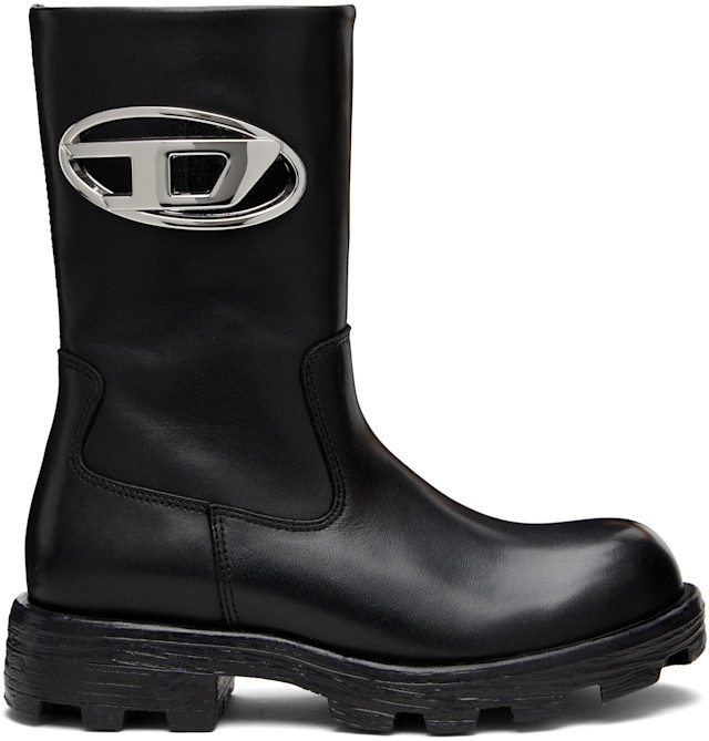 Diesel: Black D-Hammer Ankle Boots | SSENSE