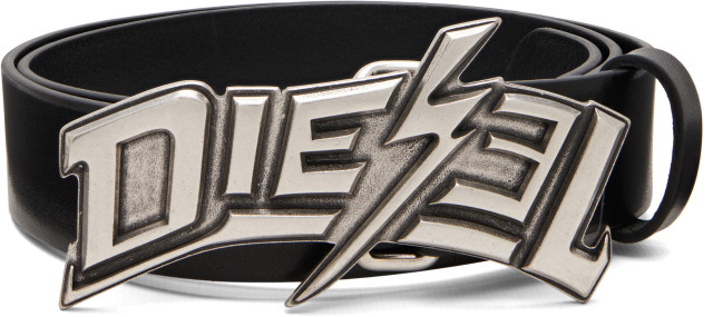 Diesel: ブラック Lightning Bolt Buckle レザーベルト | SSENSE 日本