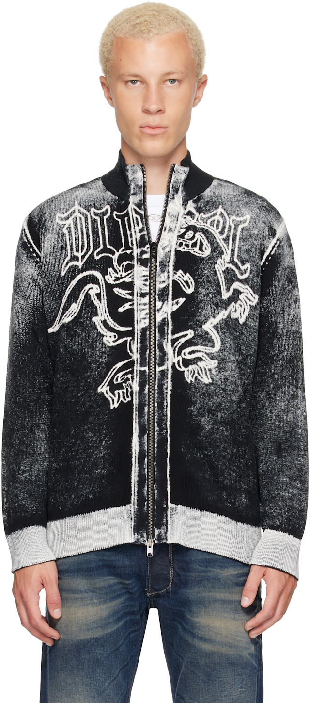 Diesel: ブラック Griffin Motif ジップセーター | SSENSE 日本
