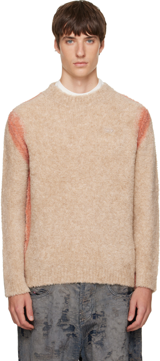 Diesel: ベージュ Spray-Dyed Seams アルパカブレンド セーター