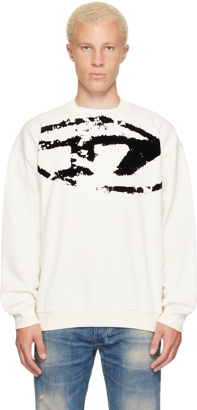 Diesel: Off-White Flocked Sweatshirt | SSENSE