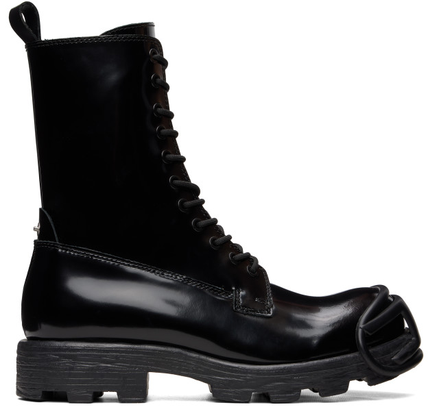 Diesel: ブラック Oval D Toe Guard D-Hammer-Leather ブーツ | SSENSE