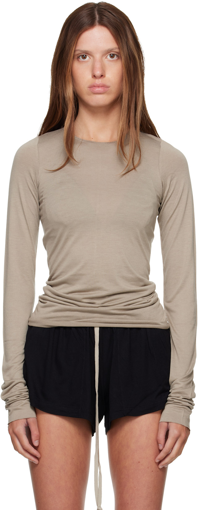 Rick Owens Lilies: Gray Tower Basic LS T-shirt | SSENSE