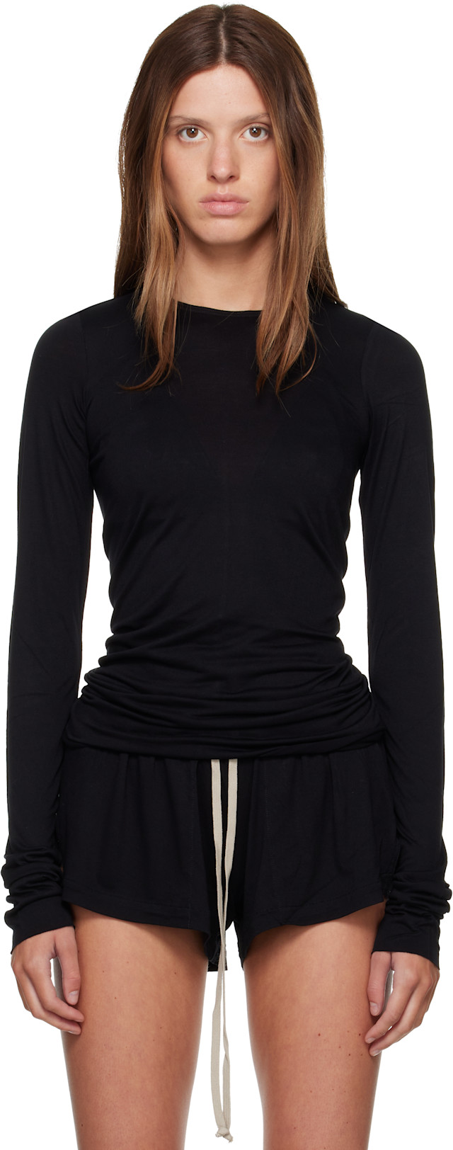 Rick Owens Lilies: Black Tower Basic LS T-shirt | SSENSE