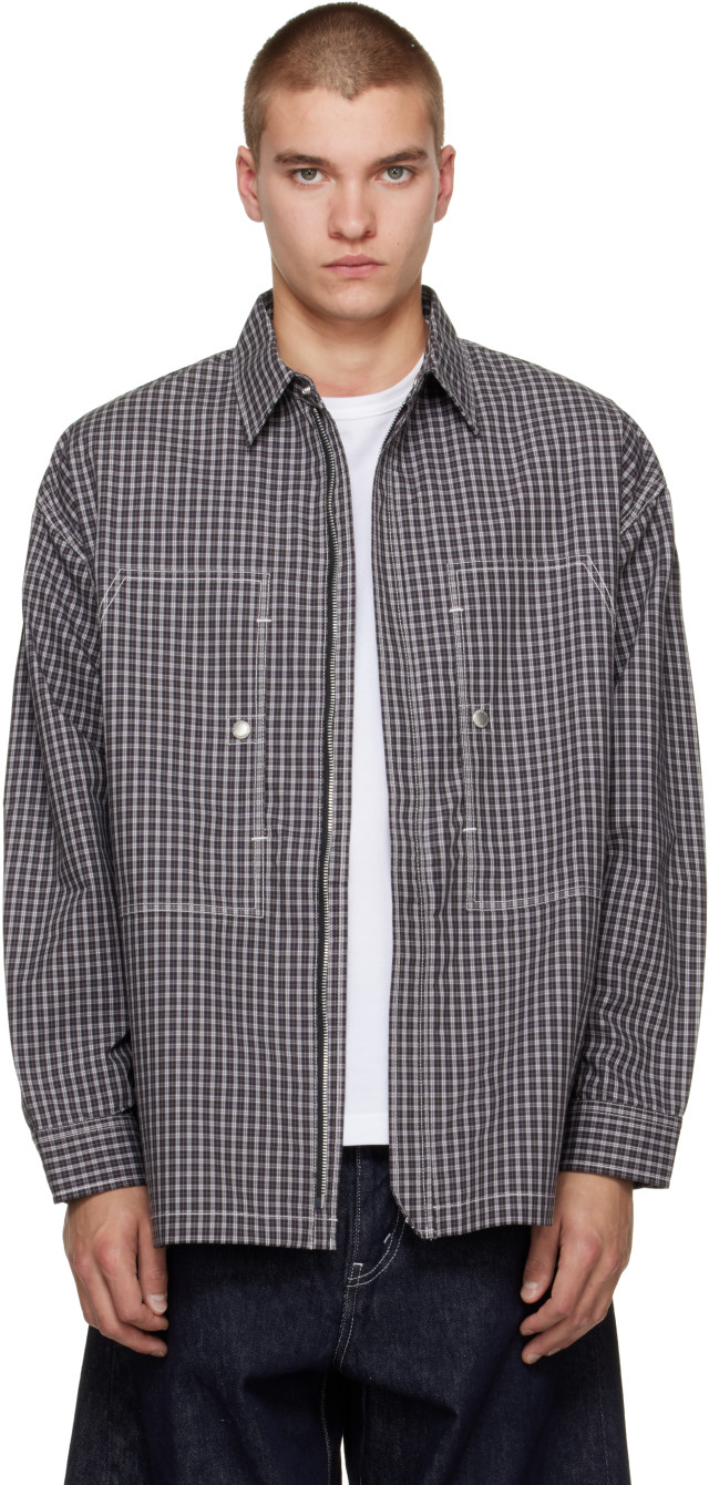 Comme des Garçons Homme: グレー Check Triple Layers Laminated