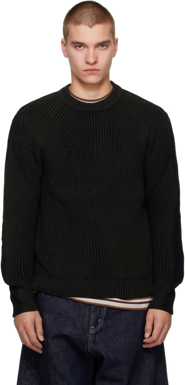 Comme des Garçons Homme: Black Wool Worsted Sweater | SSENSE
