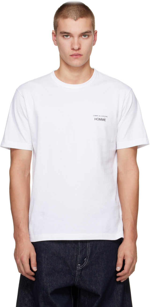 COMME des GARCONS Tシャツ ホワイト M Comme des Garçons Homme: White 'Homme' Chest Logo Cotton T-shirt