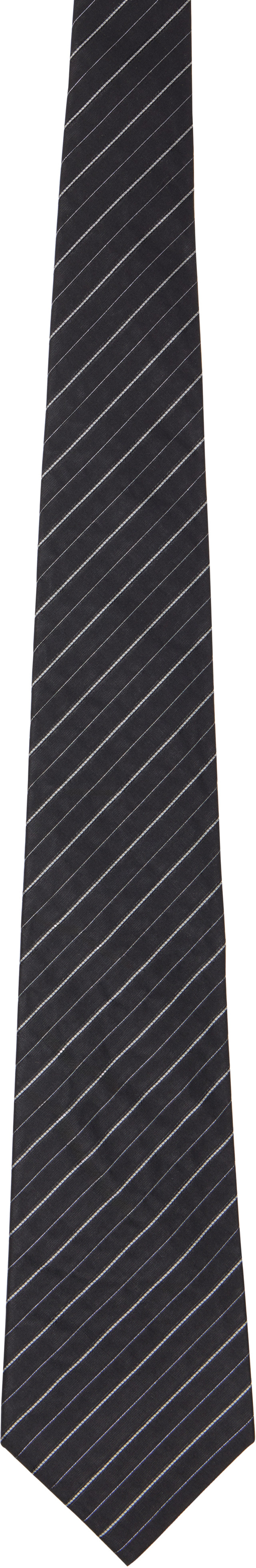 【美品】COMME des GARCONS HOMME DEUX ネクタイ Comme des Garçons Homme Deux: ブラック Thin Stripe ネクタイ