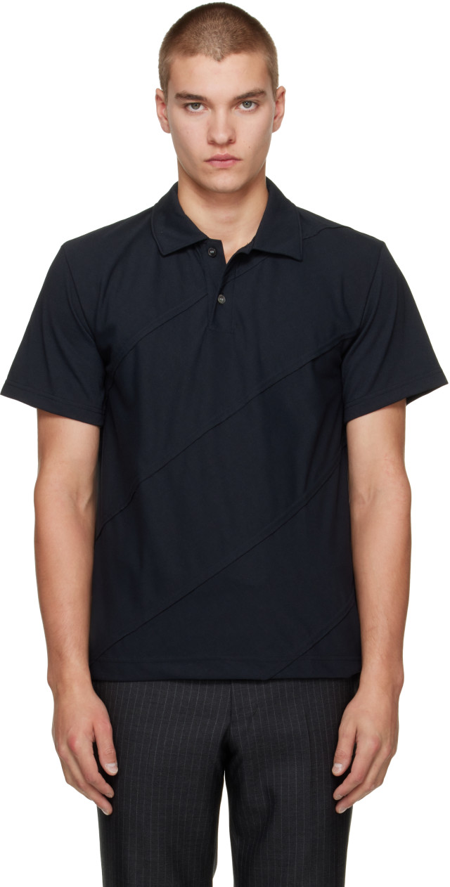 GARCONS HOMME DEUX ポロシャツ L 25SS Comme des Garçons Homme Deux: ブラック Diagonal Seam ポロシャツ