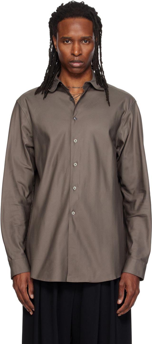SOSHIOTSUKI: Gray Bias Cut Oxford Dress Shirt | SSENSE