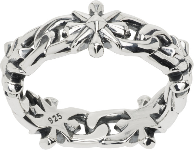STOLEN GIRLFRIENDS CLUB スパイク リング シルバー925 Stolen Girlfriends Club: Midnight Cross Curb Ring | SSENSE