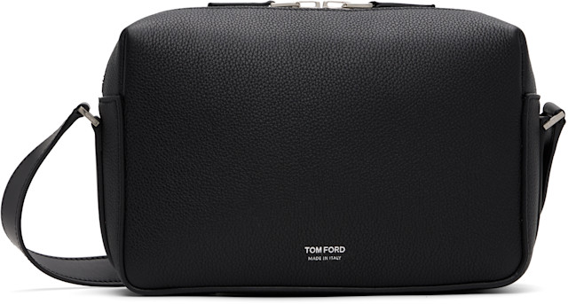 TOM FORD: ブラック T-Line グレイン＆ソフトレザー カメラバッグ