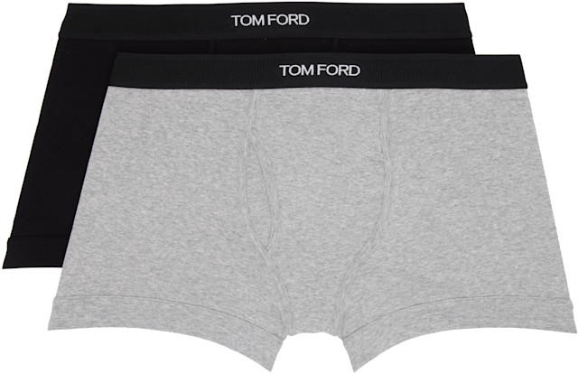 TOM FORD: ブラック＆グレー コットン ボクサーブリーフ 2枚セット