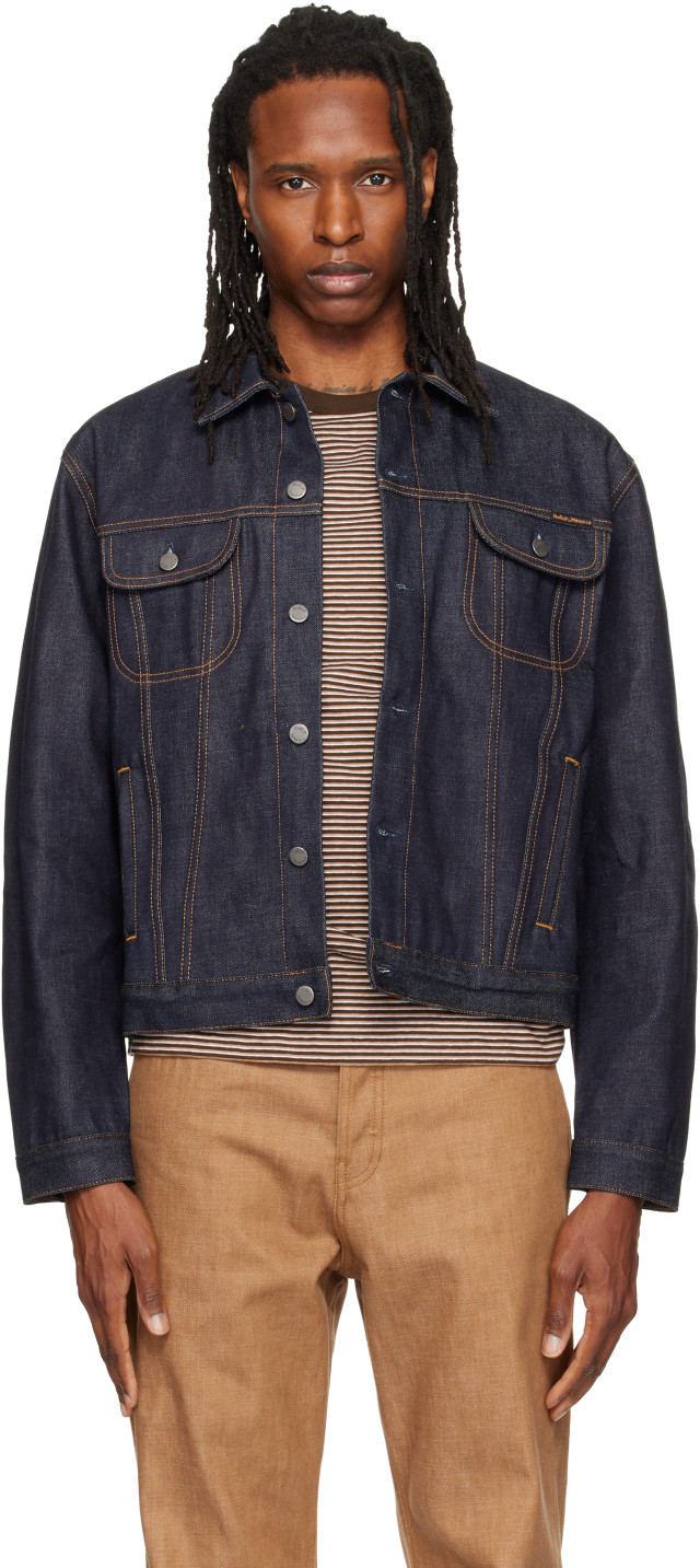 Nudie Jeans: Blue Danny Ace Selvage Denim Jacket | SSENSE