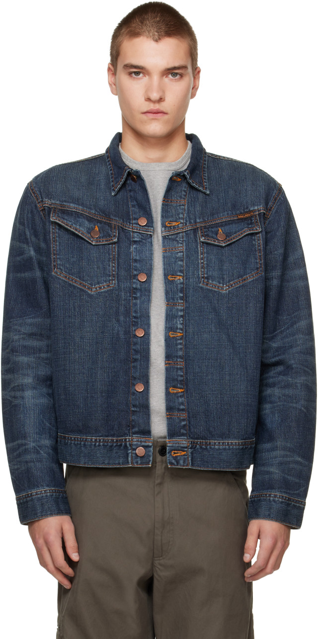 Nudie Jeans Conny Denim Jacket デニムジャケット Nudie Jeans: Blue Conny Denim Jacket | SSENSE