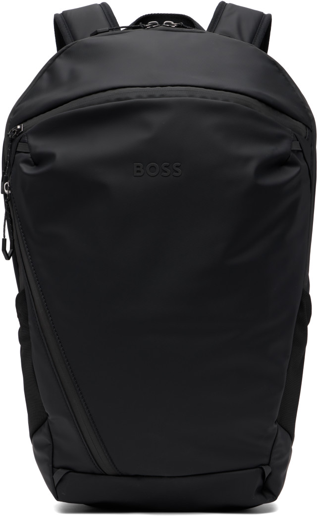 BOSS: ブラック リフレクティブ ディテール フェイクレザー バック