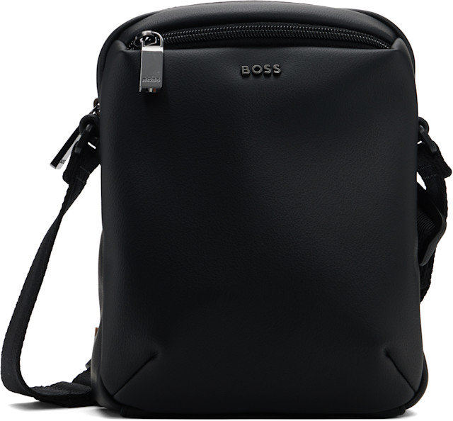 BOSS: ブラック フェイク グレインレザー バッグ | SSENSE 日本