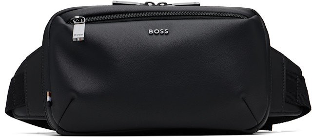BOSS: ブラック フェイク グレインレザー ベルトバッグ | SSENSE 日本