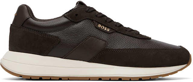 BOSS: Brown Leather Sneakers | SSENSE