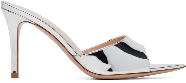 Gianvito Rossi: Silver Elle 85 Heeled Sandals | SSENSE