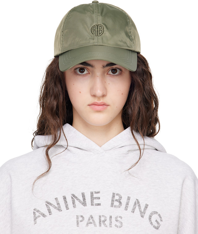 ANINE BING: Khaki Jeremy 'AB' Baseball Cap | SSENSE