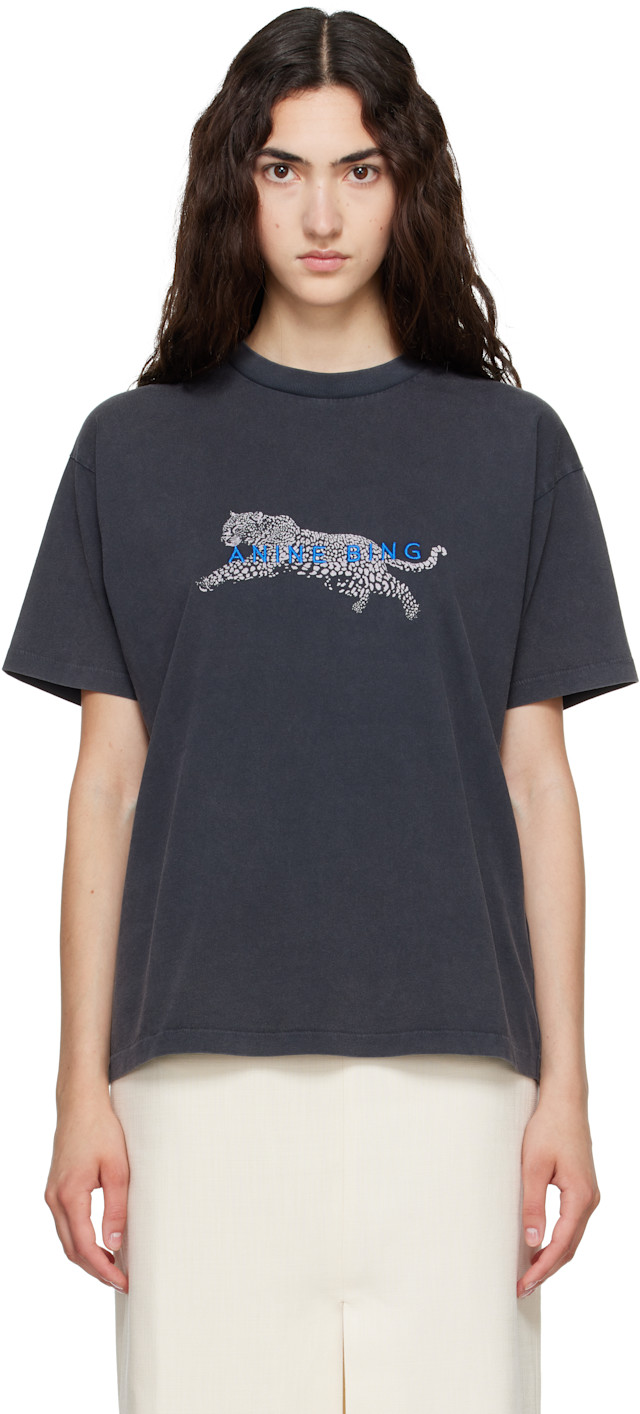 ANINE BING: Black Cade T-shirt | SSENSE
