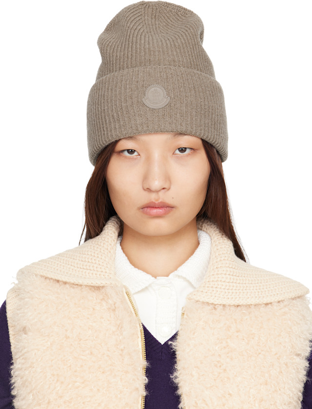Moncler: Taupe Wool & Cashmere Blend Beanie | SSENSE