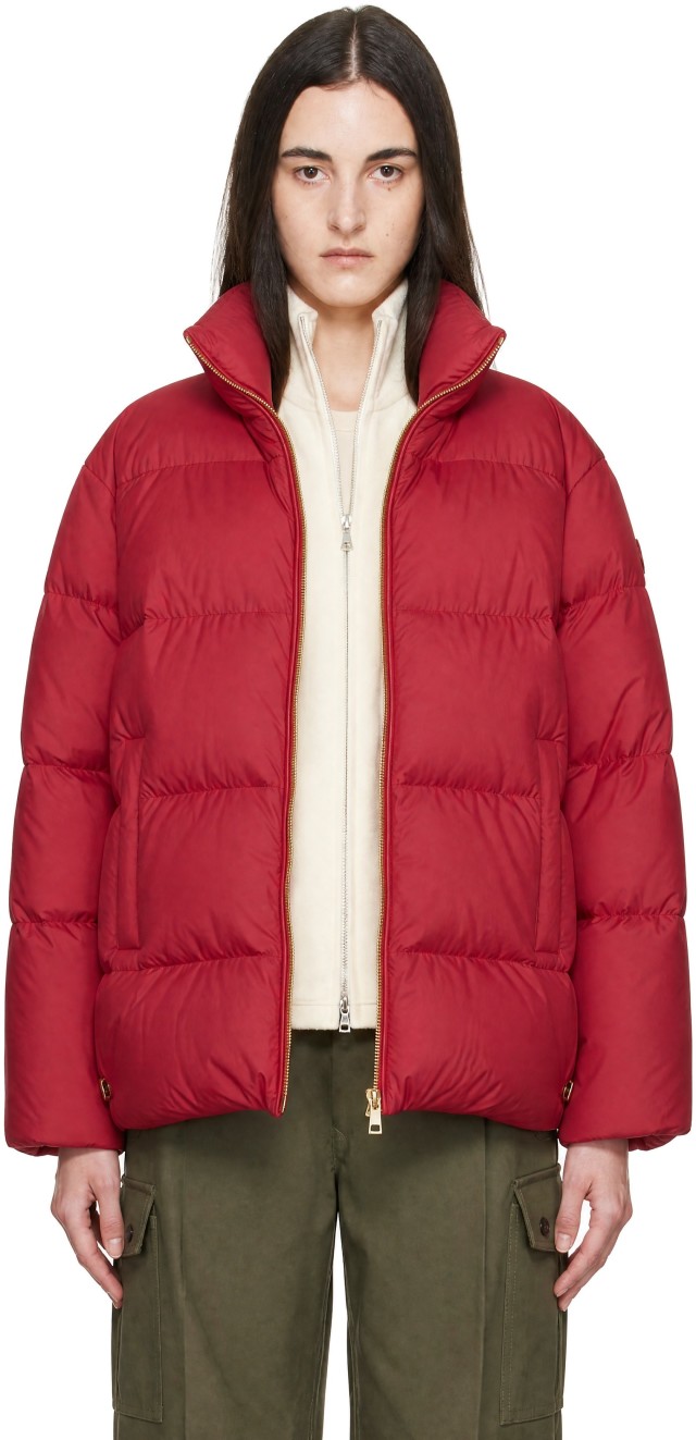 Moncler: Red Vivantesse Down Jacket | SSENSE