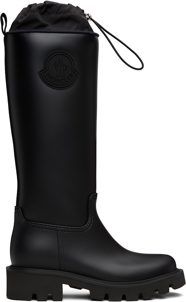 Moncler: Black Kickstream High Rain Boots | SSENSE