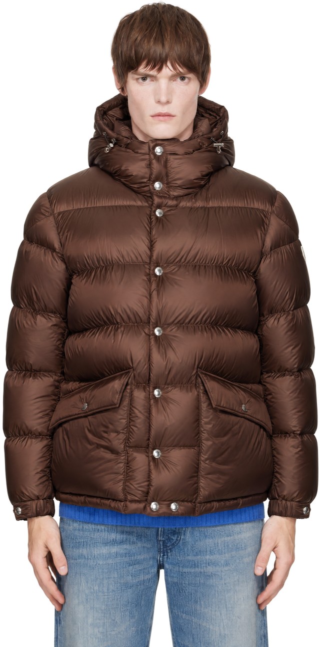 Moncler: Brown Orelith Short Down Jacket | SSENSE Canada