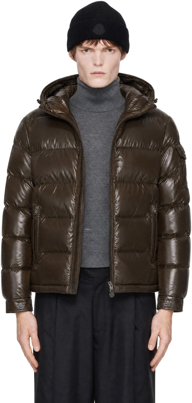 MONCLER ブラウン ダウンジャケット ショート丈 Moncler: ブラウン Maya フード ショート ダウンジャケット | SSENSE 日本