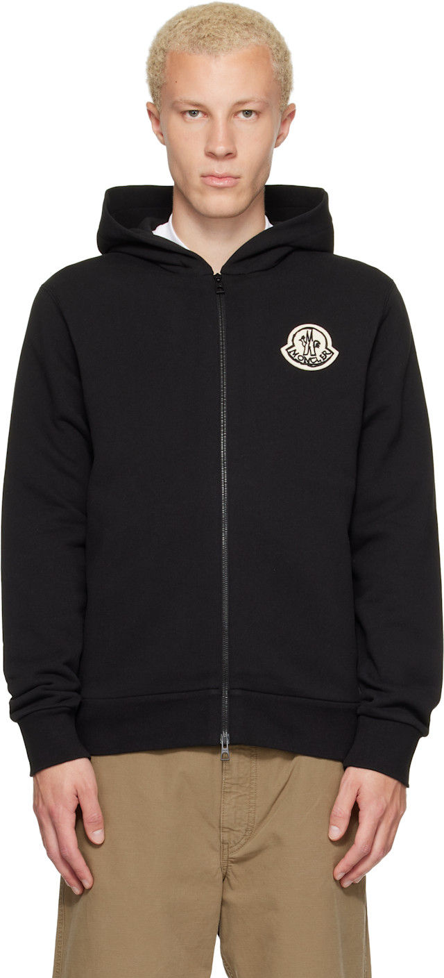 Moncler: Black Zip Up Hoodie | SSENSE