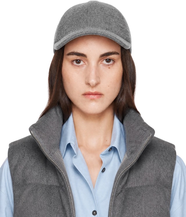 Max Mara: グレー Lancia ロゴ刺繍 キャップ | SSENSE 日本